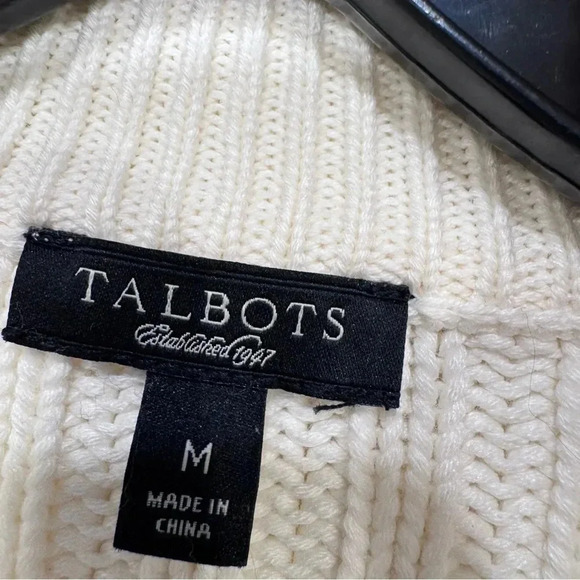 Talbots Women’s  Off White Heavy Ribbed Knit Zip Front Cardigan Sweater, Size M - Picture 4 of 11
